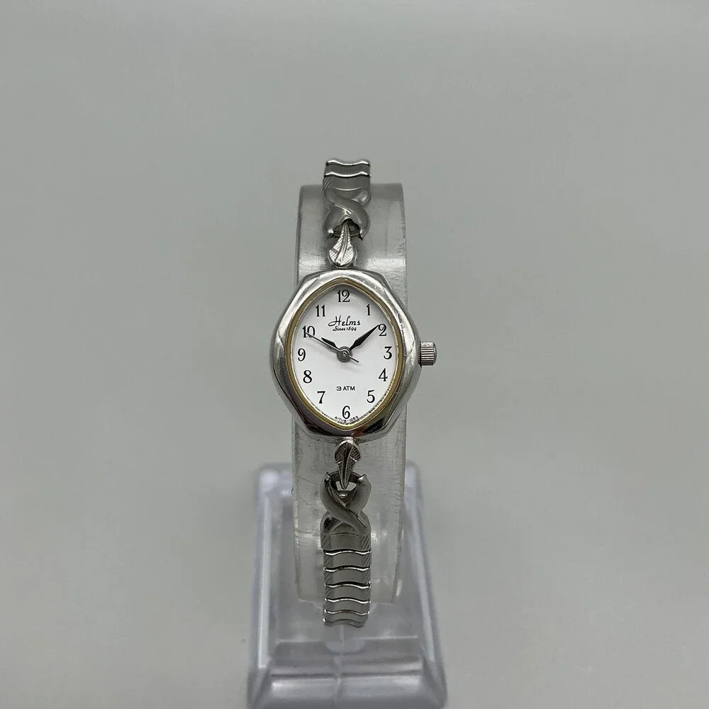 Helm's Womens Watch 19mm White Dial Silver Tone Expansion Bracelet New Battery